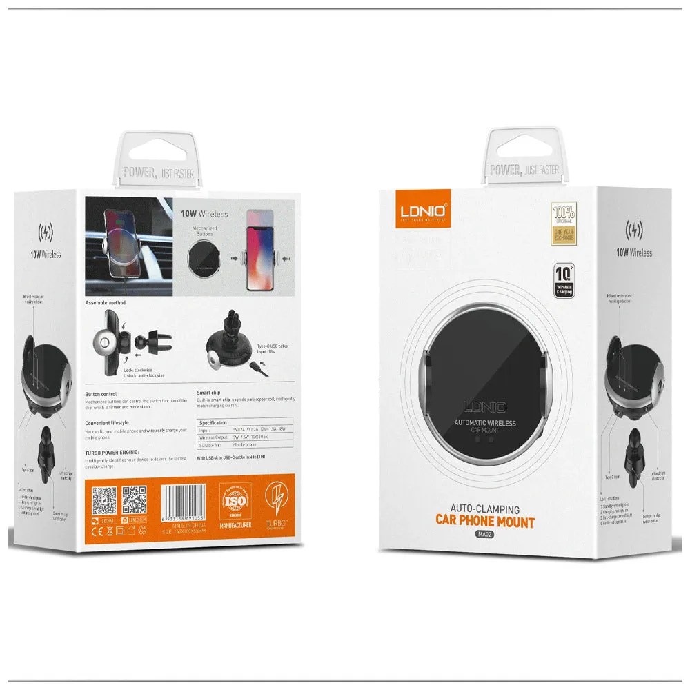 Ldnio MA02 Wireless Charger Car Air Vent Phone Holder 10W - Black