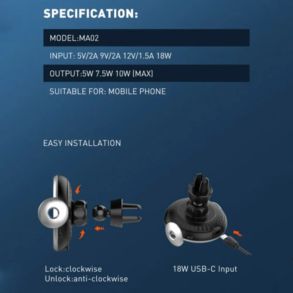 Ldnio MA02 Wireless Charger Car Air Vent Phone Holder 10W - Black
