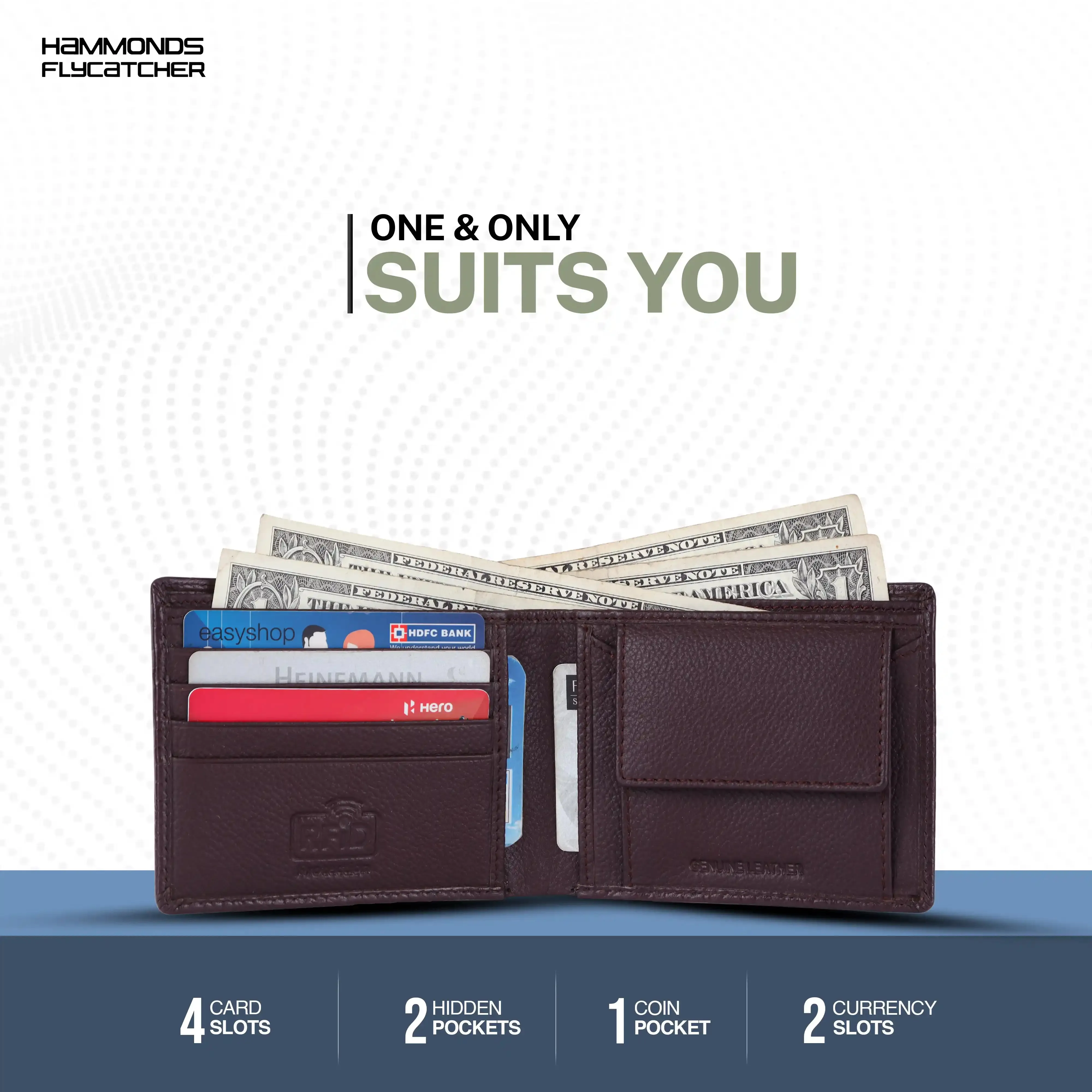 Leather Wallet for Men - RFID Protected Leather Money Bag for Men with 4 ATM Credit/Debit Card Slots