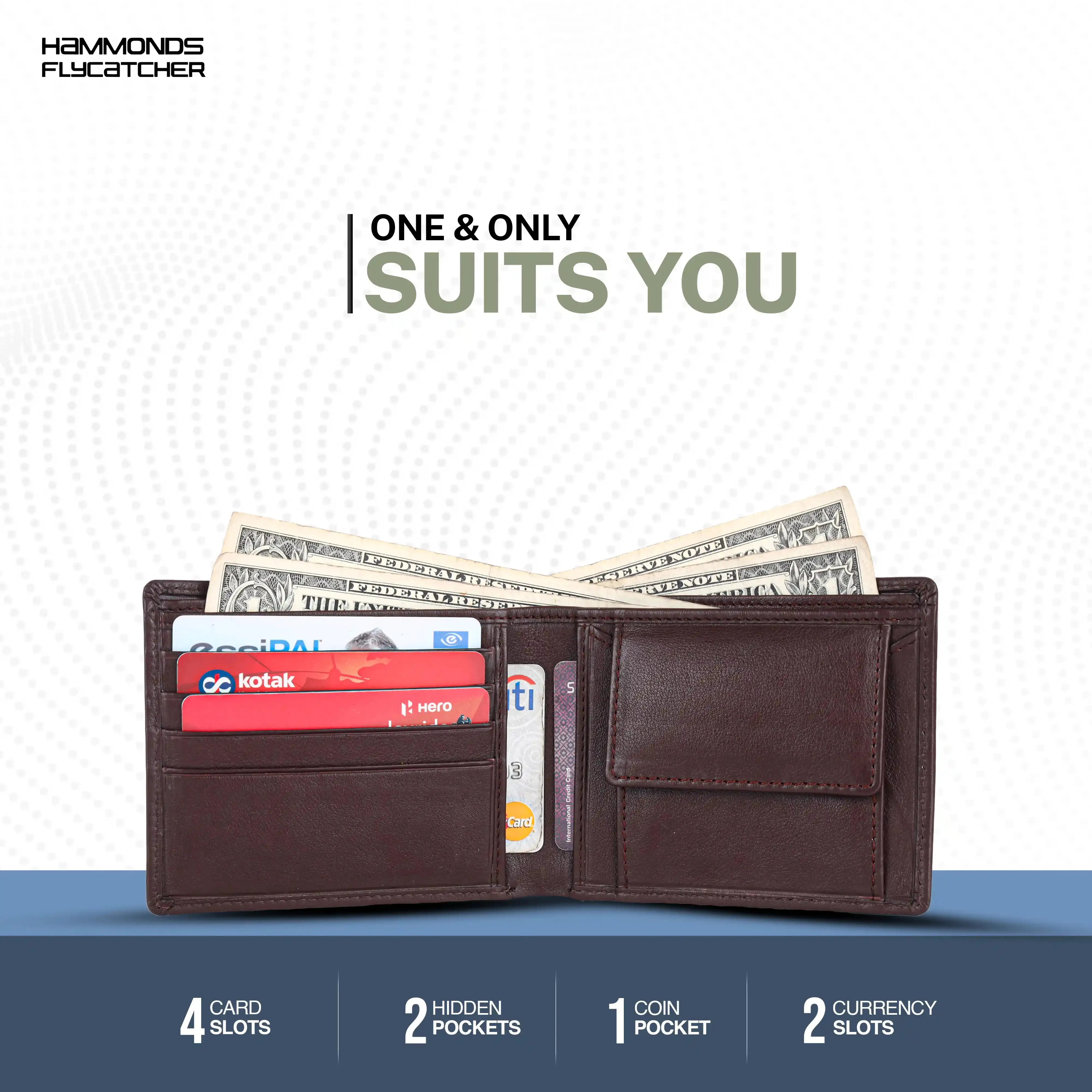 Leather Wallet for Men - RFID Protected Leather Money Bag for Men with 4 ATM Credit/Debit Card Slots