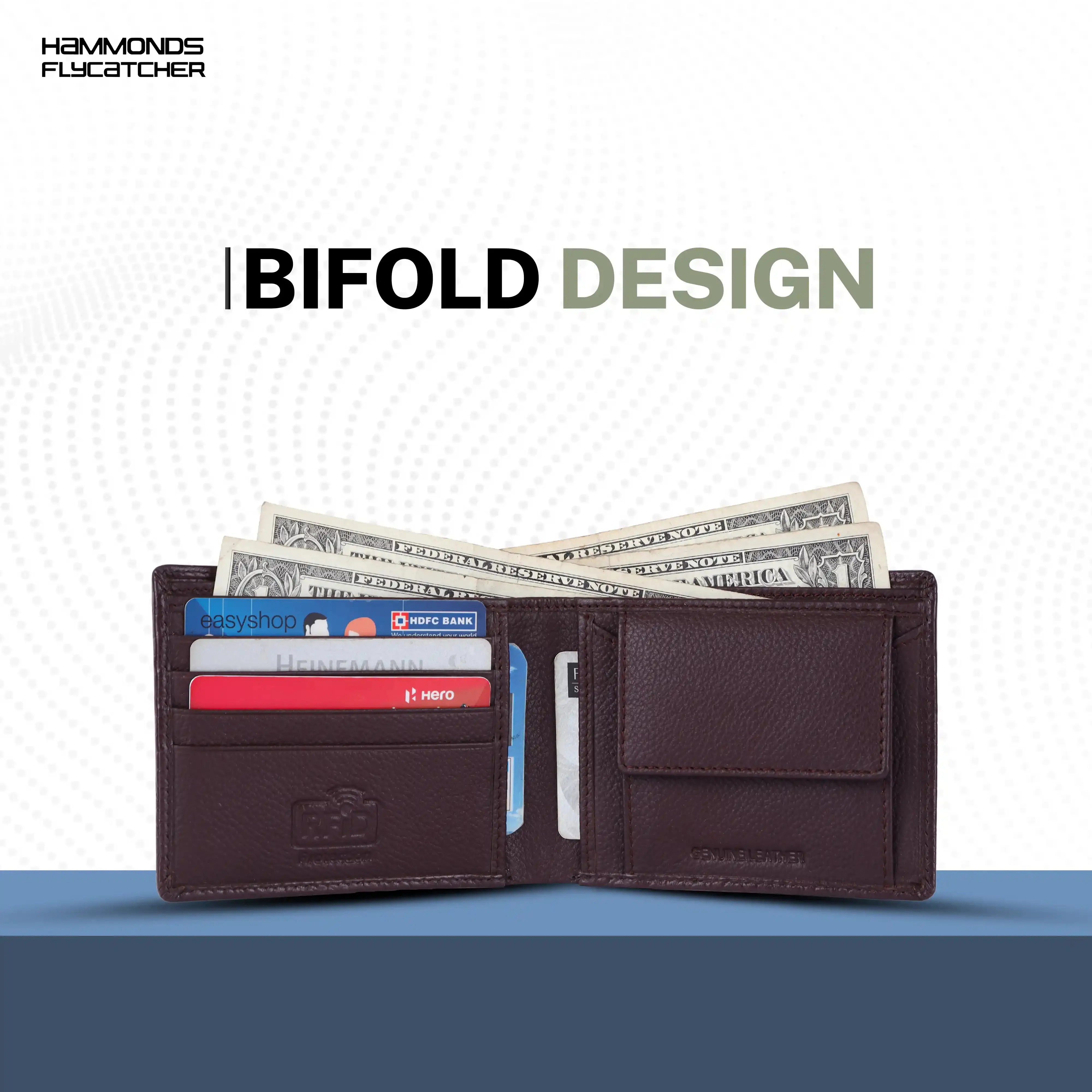 Leather Wallet for Men - RFID Protected Leather Money Bag for Men with 4 ATM Credit/Debit Card Slots