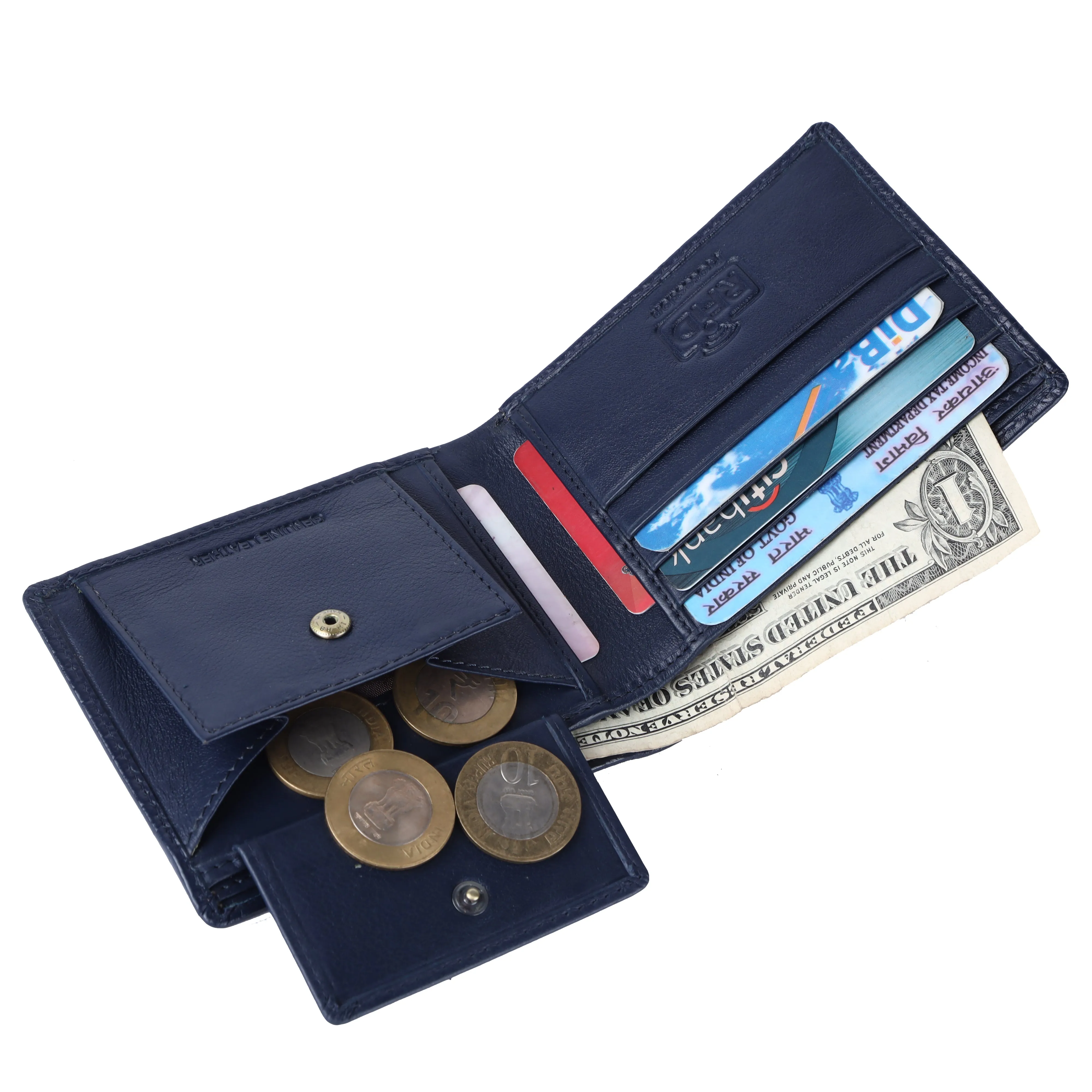 Leather Wallet for Men - RFID Protected Leather Money Bag for Men with 4 ATM Credit/Debit Card Slots