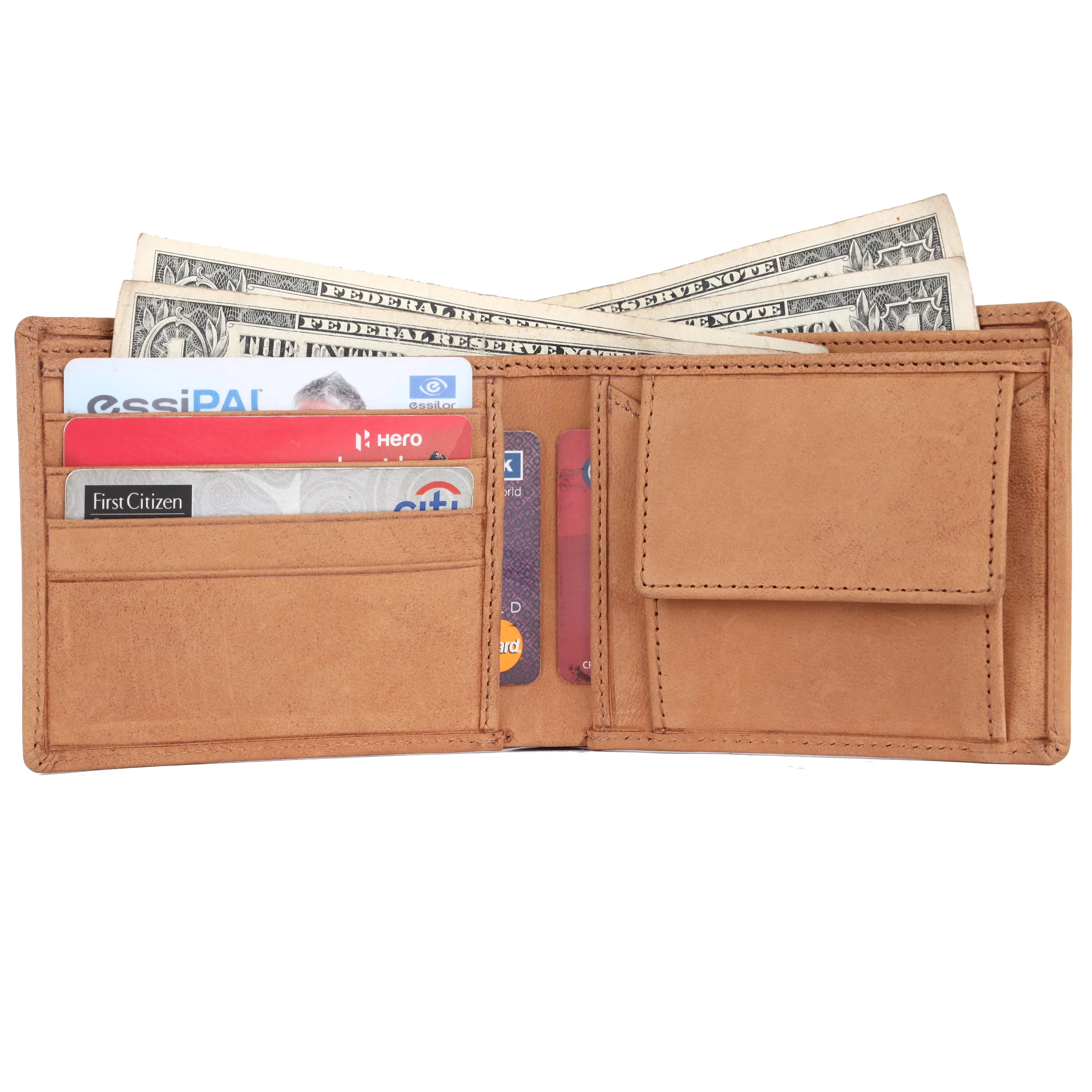 Leather Wallet for Men - RFID Protected Leather Money Bag for Men with 4 ATM Credit/Debit Card Slots