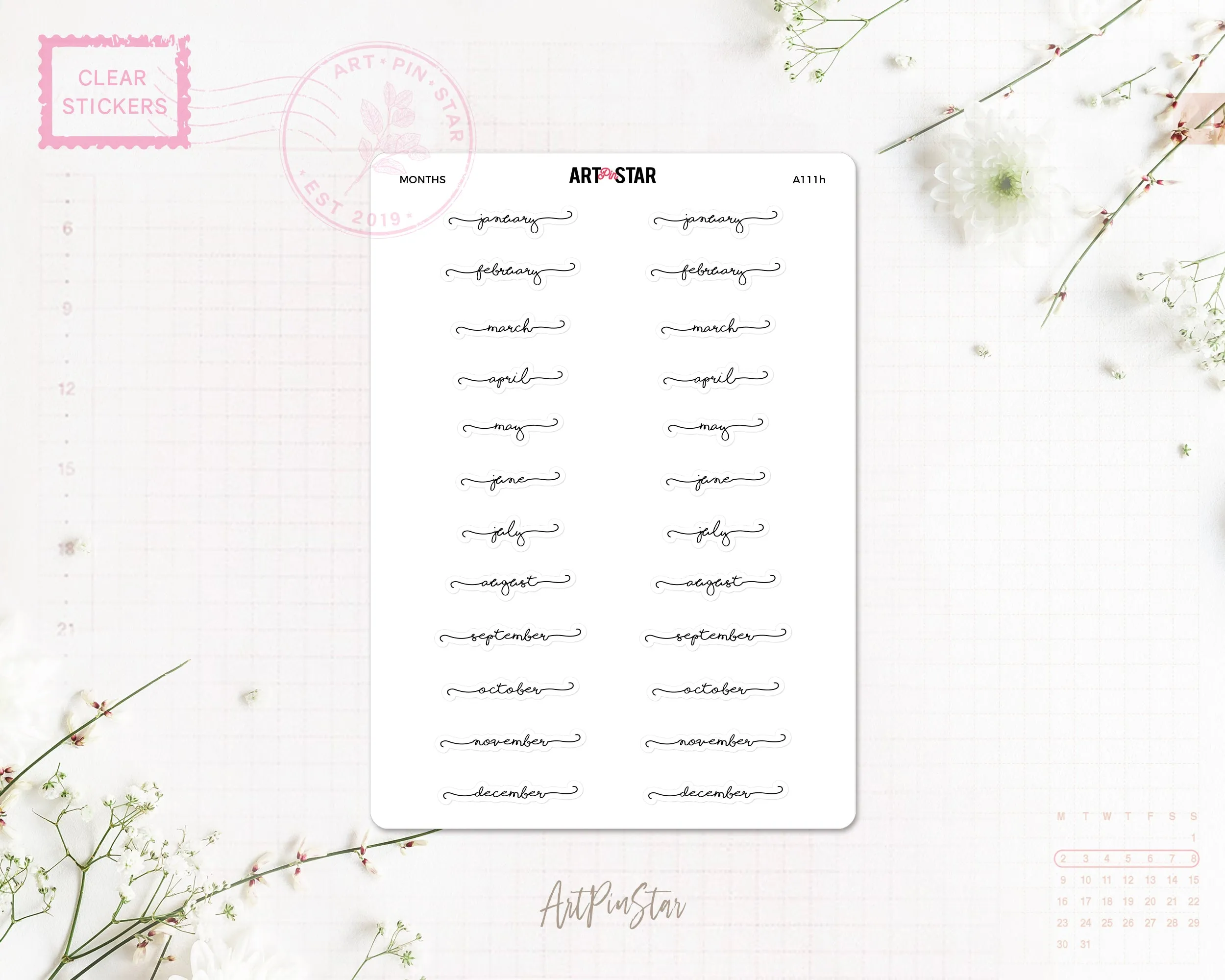 Lettering Functional Planner Clear Stickers