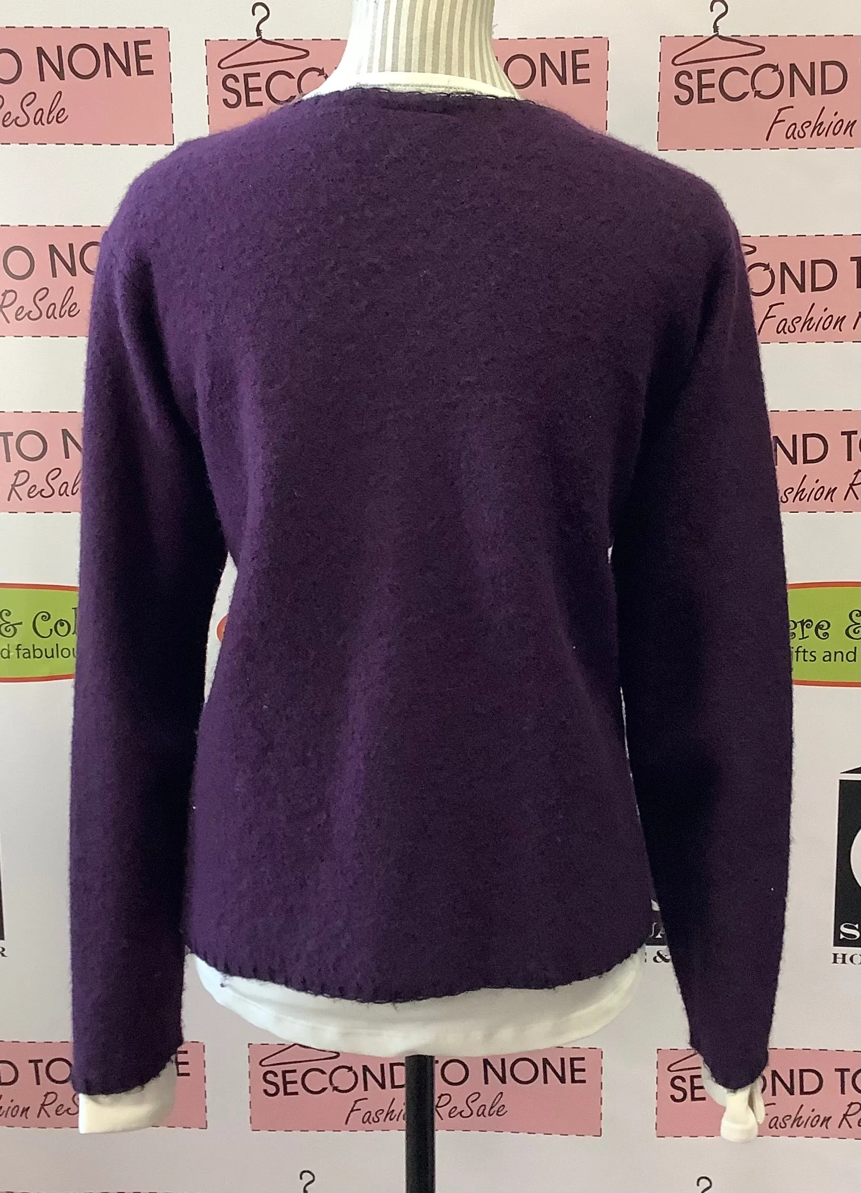 Liz Claiborne Purple Patch Wool Cardigan (M)