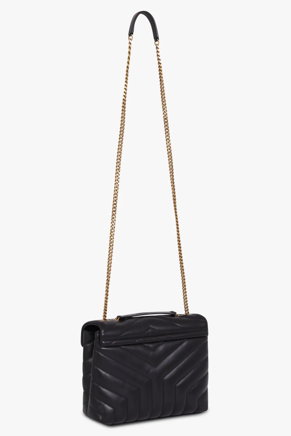 LOULOU SMALL FLAP BAG BLACK/GOLD