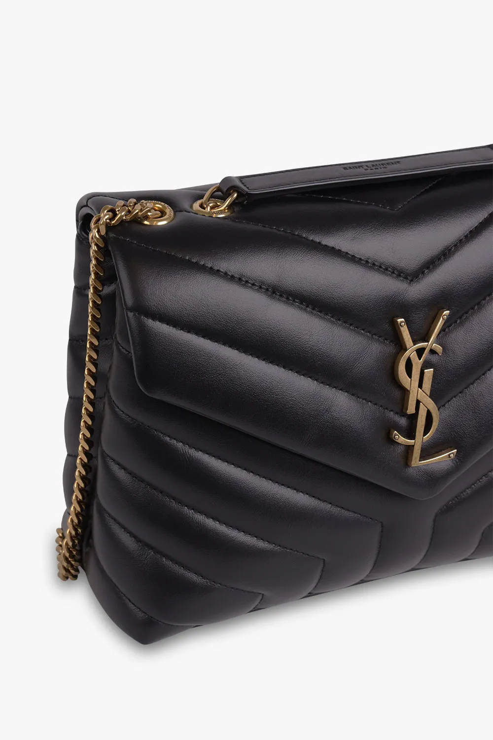 LOULOU SMALL FLAP BAG BLACK/GOLD