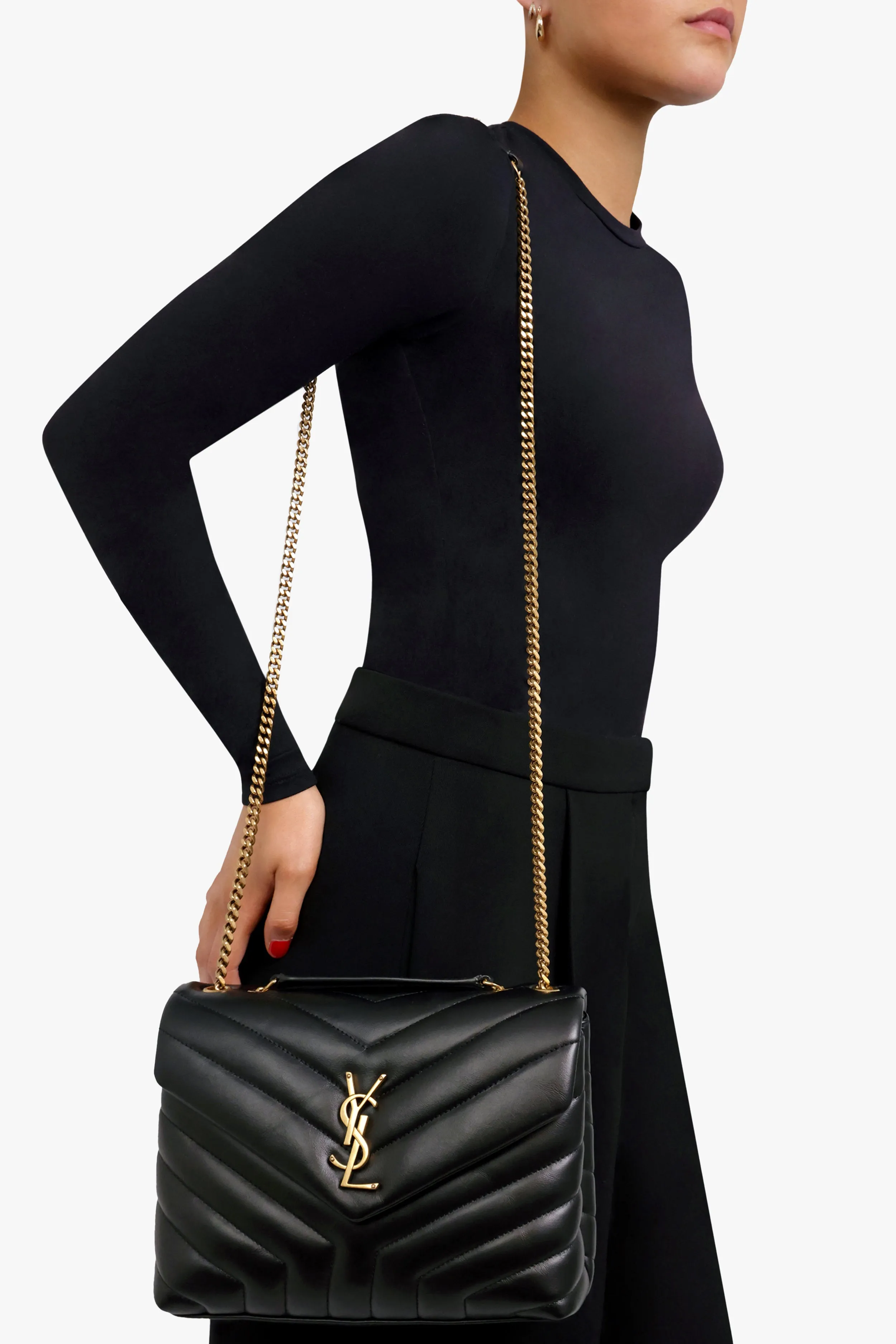 LOULOU SMALL FLAP BAG BLACK/GOLD