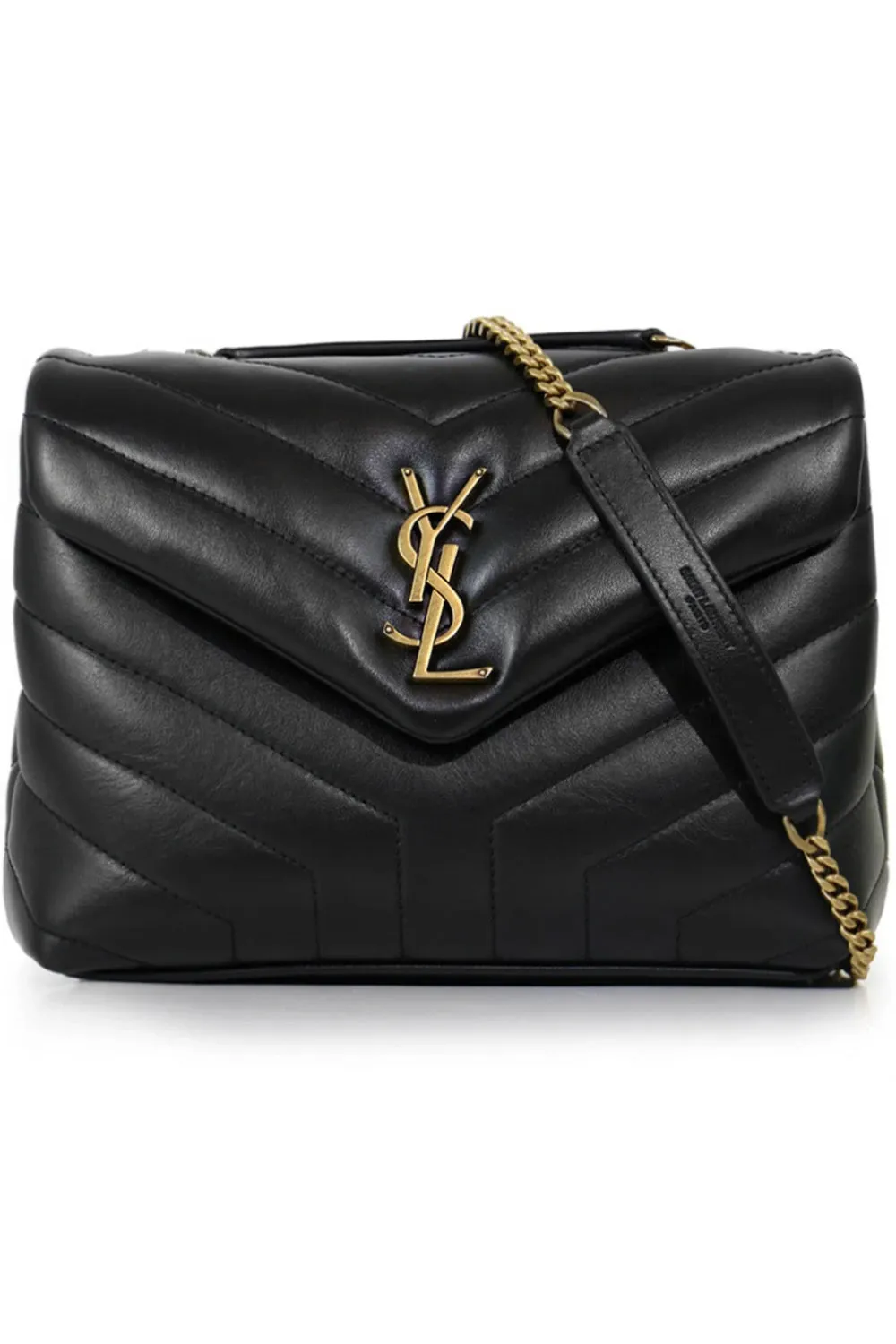 LOULOU SMALL FLAP BAG BLACK/GOLD