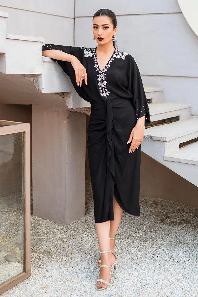Malook - Elmas - Black - Embroidered Silk - 2 Piece