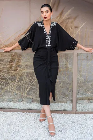Malook - Elmas - Black - Embroidered Silk - 2 Piece