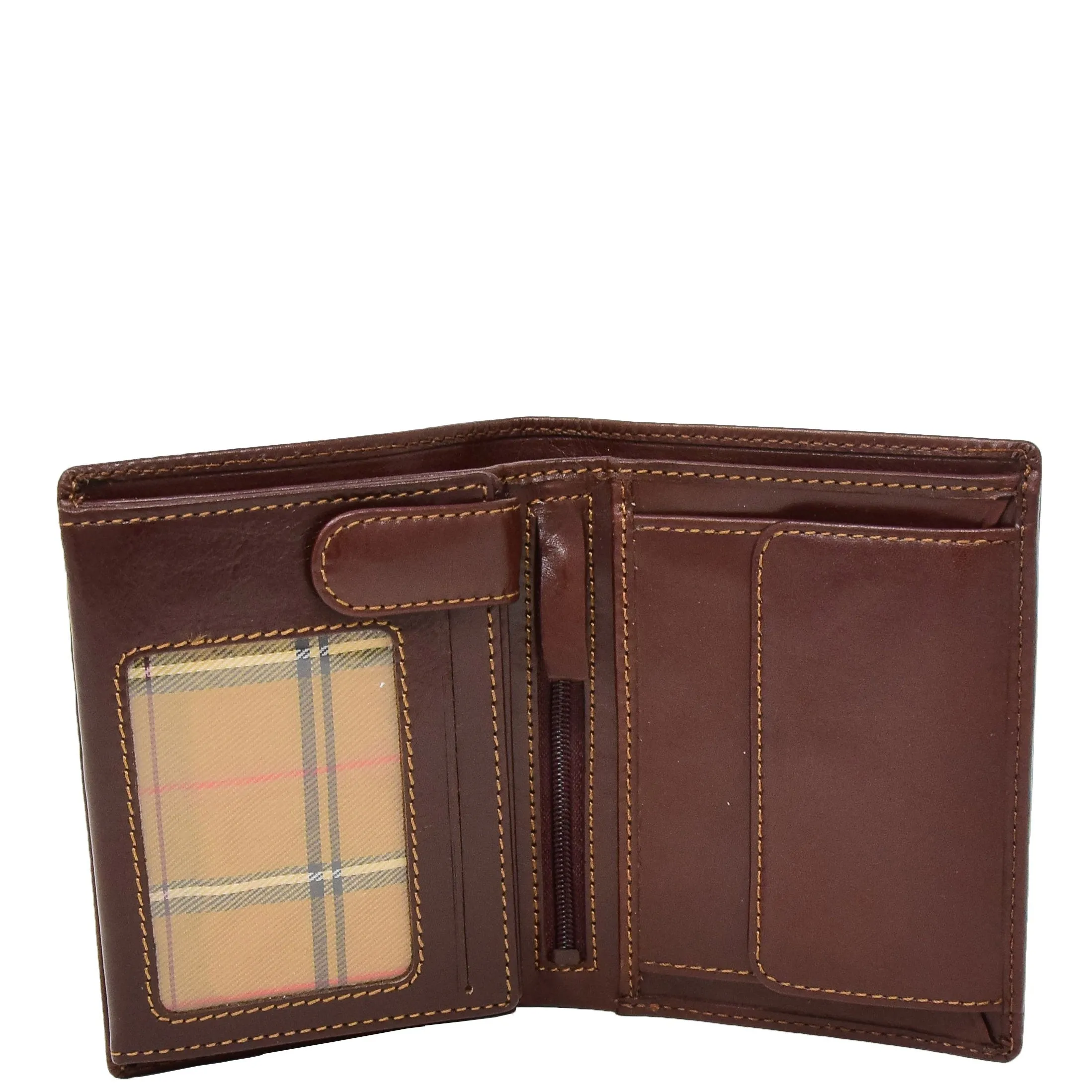 Mens Large Leather Bifold Wallet Toronto Brown