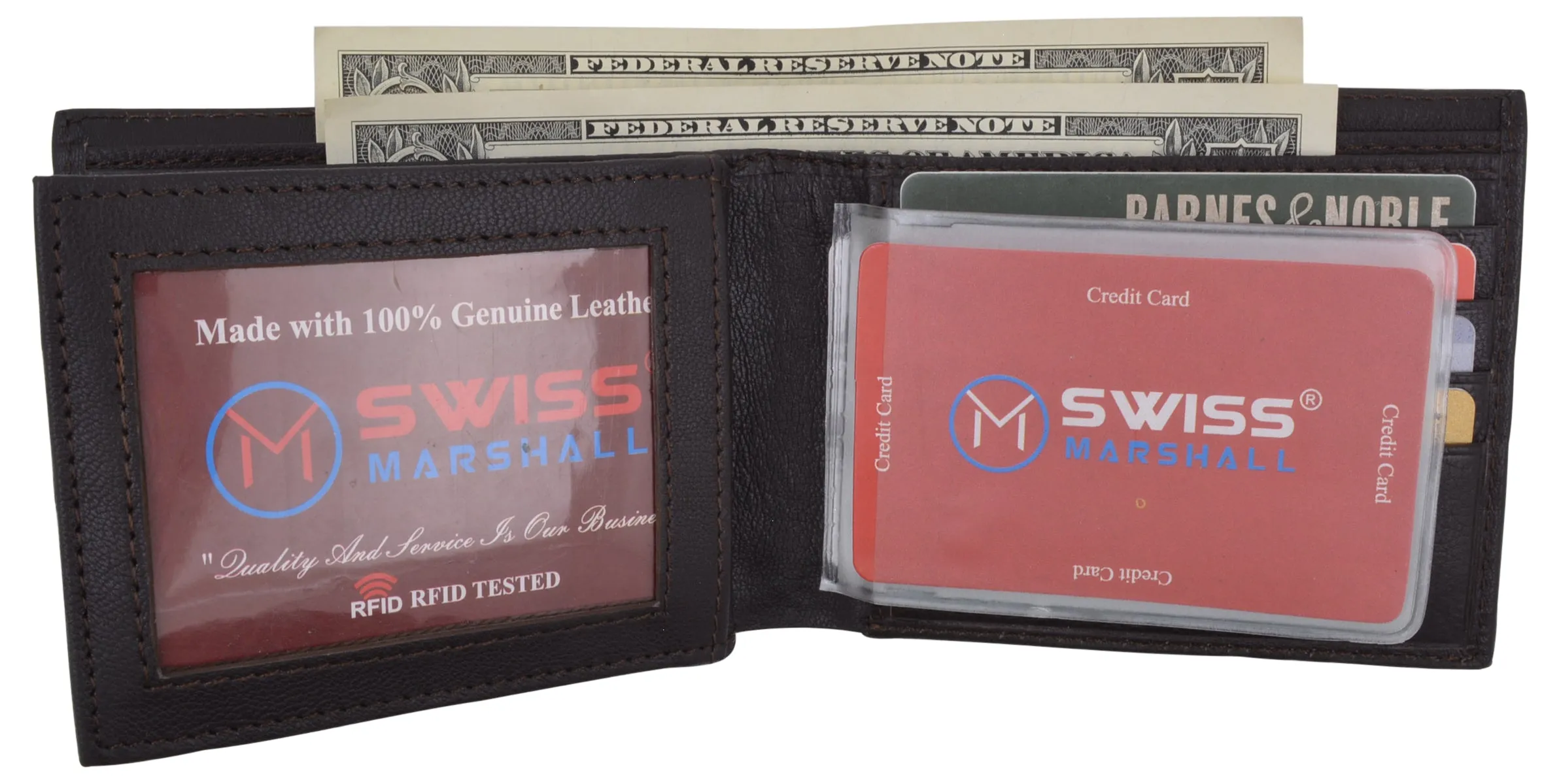 Men's RFID Security Blocking Premium Leather Extra Capacity Card ID Bifold Wallet