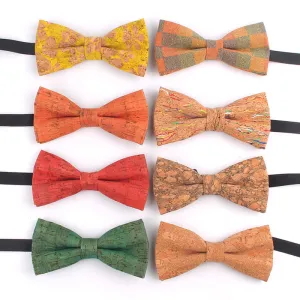 Men's Wood Grain Geometric Print Multi-Color Bow Tie