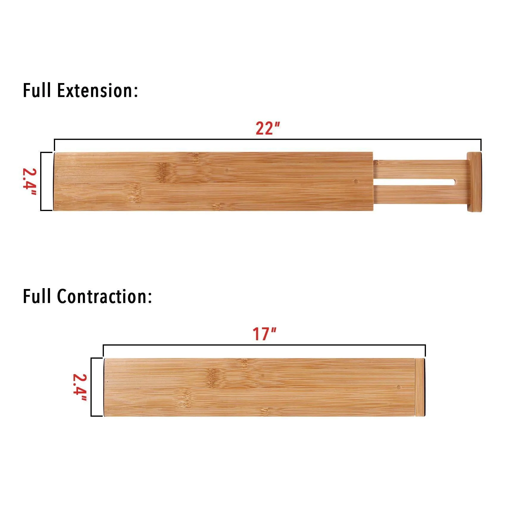 MoMA Bamboo Drawer Dividers (Set of 8) - Bamboo Natural Wood Kitchen Drawer Organizer - Anti-Scratch Desk Organizer - Dresser Silverware Utensil Drawer Organizer - Underwear Drawer Organizer