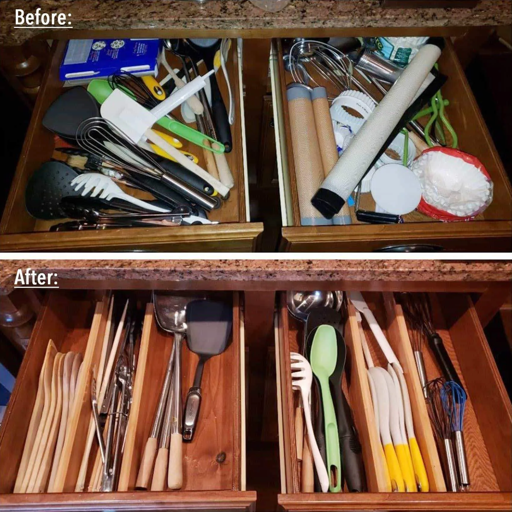 MoMA Bamboo Drawer Dividers (Set of 8) - Bamboo Natural Wood Kitchen Drawer Organizer - Anti-Scratch Desk Organizer - Dresser Silverware Utensil Drawer Organizer - Underwear Drawer Organizer