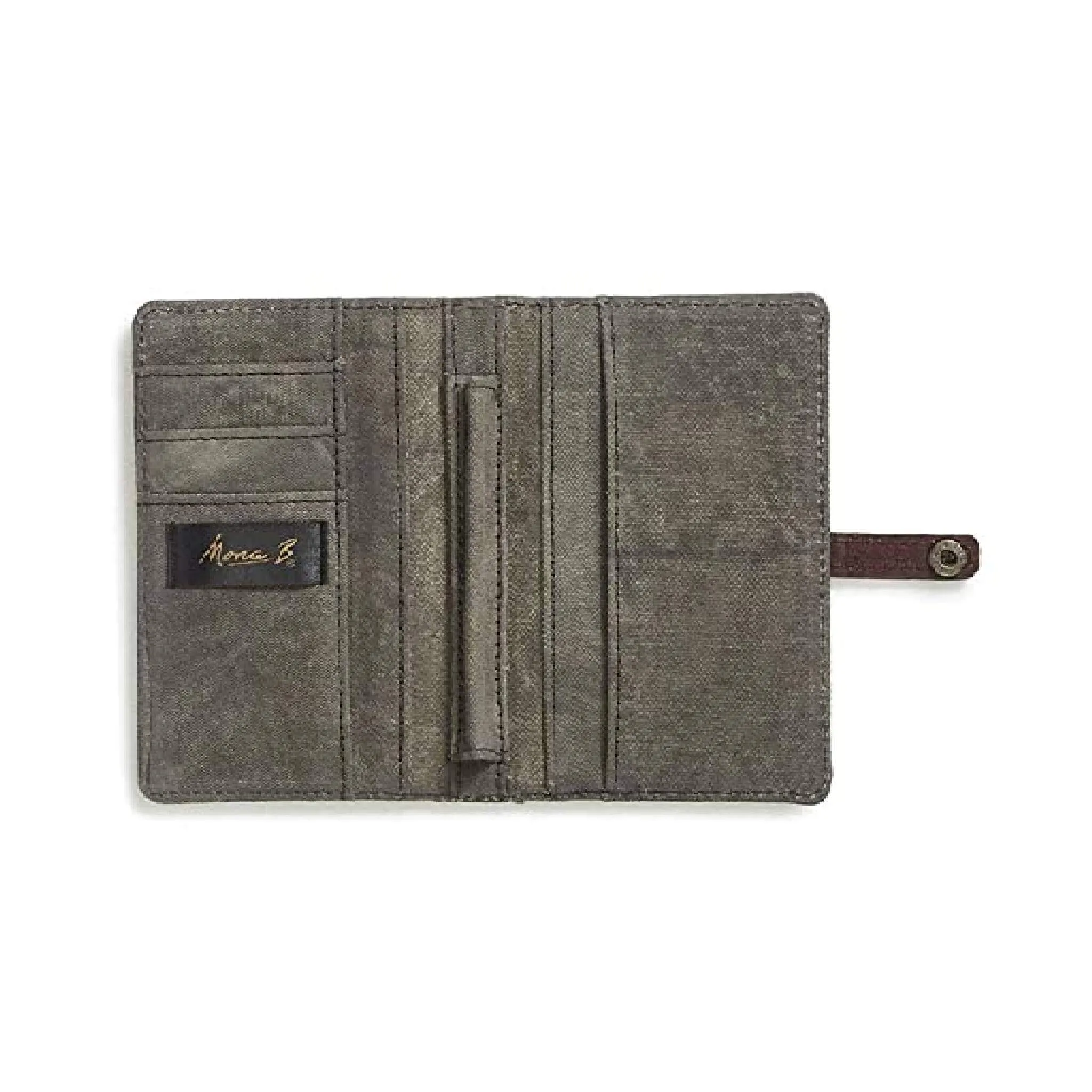 Mona B - Trip Regrets Upcycled Canvas Passport Travel Women's Wallet (Brown)