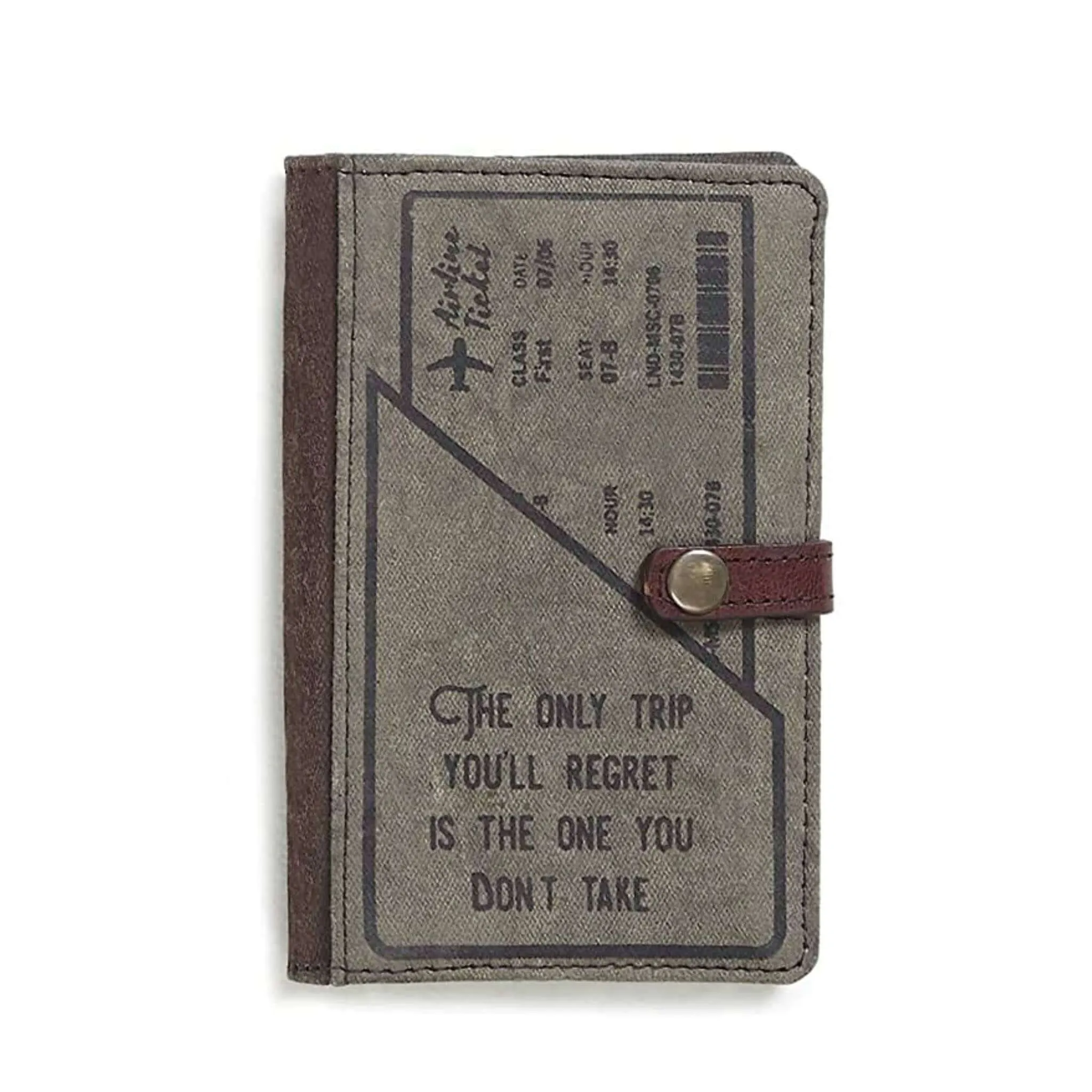 Mona B - Trip Regrets Upcycled Canvas Passport Travel Women's Wallet (Brown)