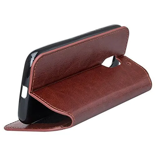 Moto G4 (4th Gen) Case | Moto G4 Plus Case, Pu Leather Magnetic Fold[Kickstand] Wallet Case with ID & Card Slots for Motorola G4/G4 Plus - Brown