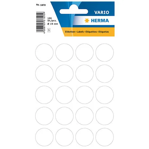 Multi-purpose Labels Round 19 mm White (1870)