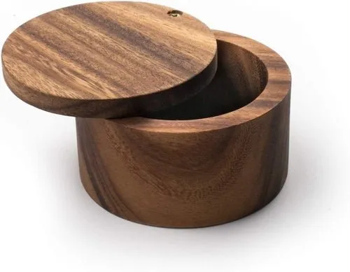 Natural Wooden Jar Box Kitchen or Dining Table Spice box  3.75 x 3.8 Inches