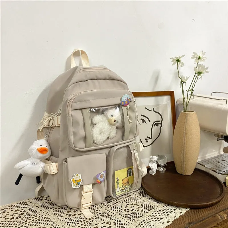 New Korean Large Capacity Backpacks Women Kawaii High Students School Bag For Teenager Girls Sweet Waterproof School Travel Bags