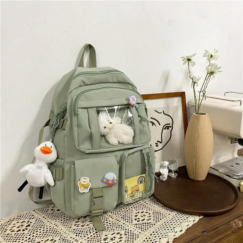 New Korean Large Capacity Backpacks Women Kawaii High Students School Bag For Teenager Girls Sweet Waterproof School Travel Bags