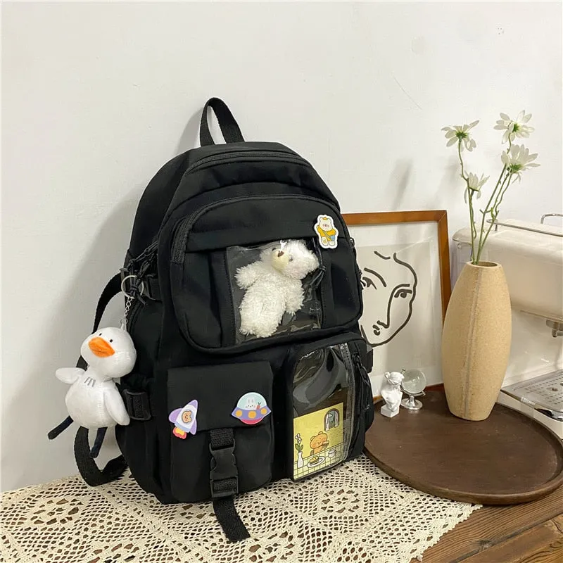 New Korean Large Capacity Backpacks Women Kawaii High Students School Bag For Teenager Girls Sweet Waterproof School Travel Bags