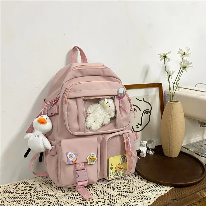 New Korean Large Capacity Backpacks Women Kawaii High Students School Bag For Teenager Girls Sweet Waterproof School Travel Bags