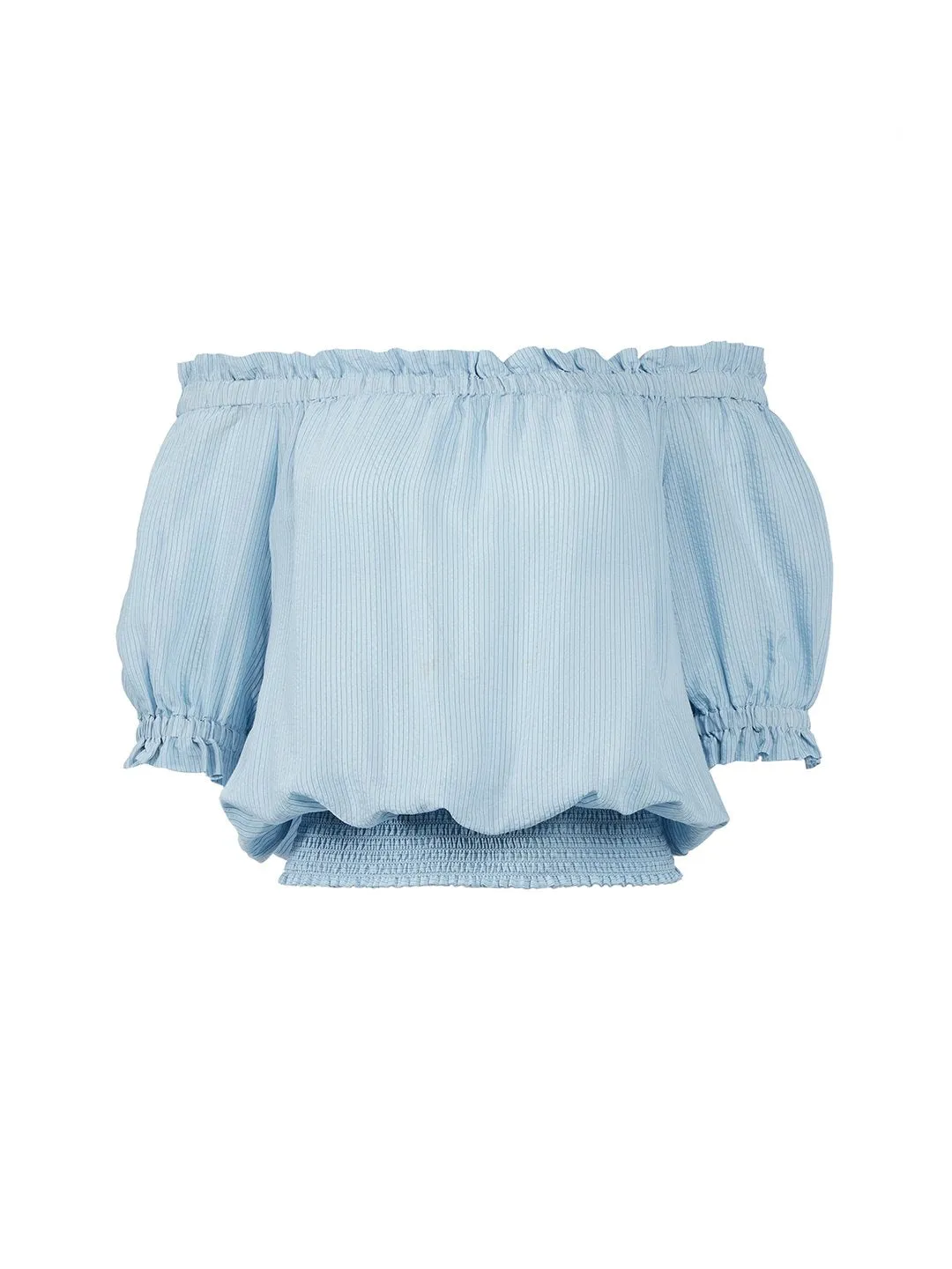 Off The Shoulder Top in Arctic Cloud