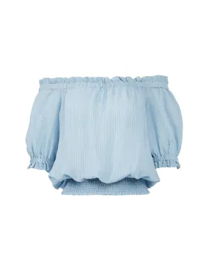 Off The Shoulder Top in Arctic Cloud