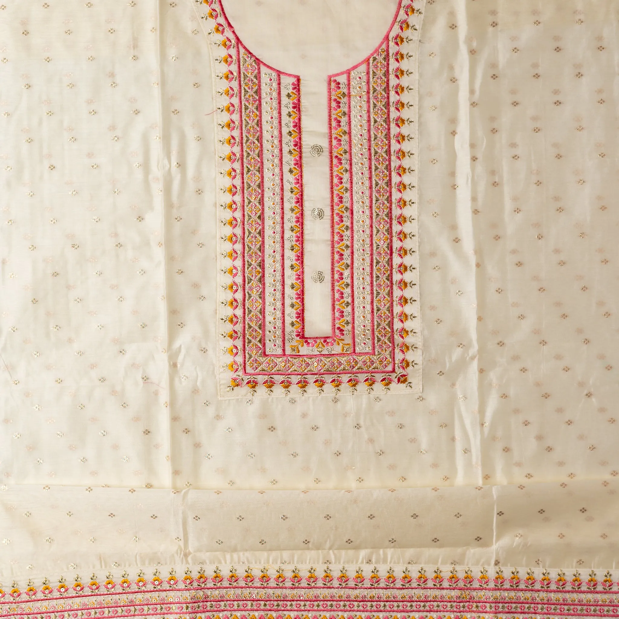 Party Wear Unstitched Salwar Suit Material (Cream)