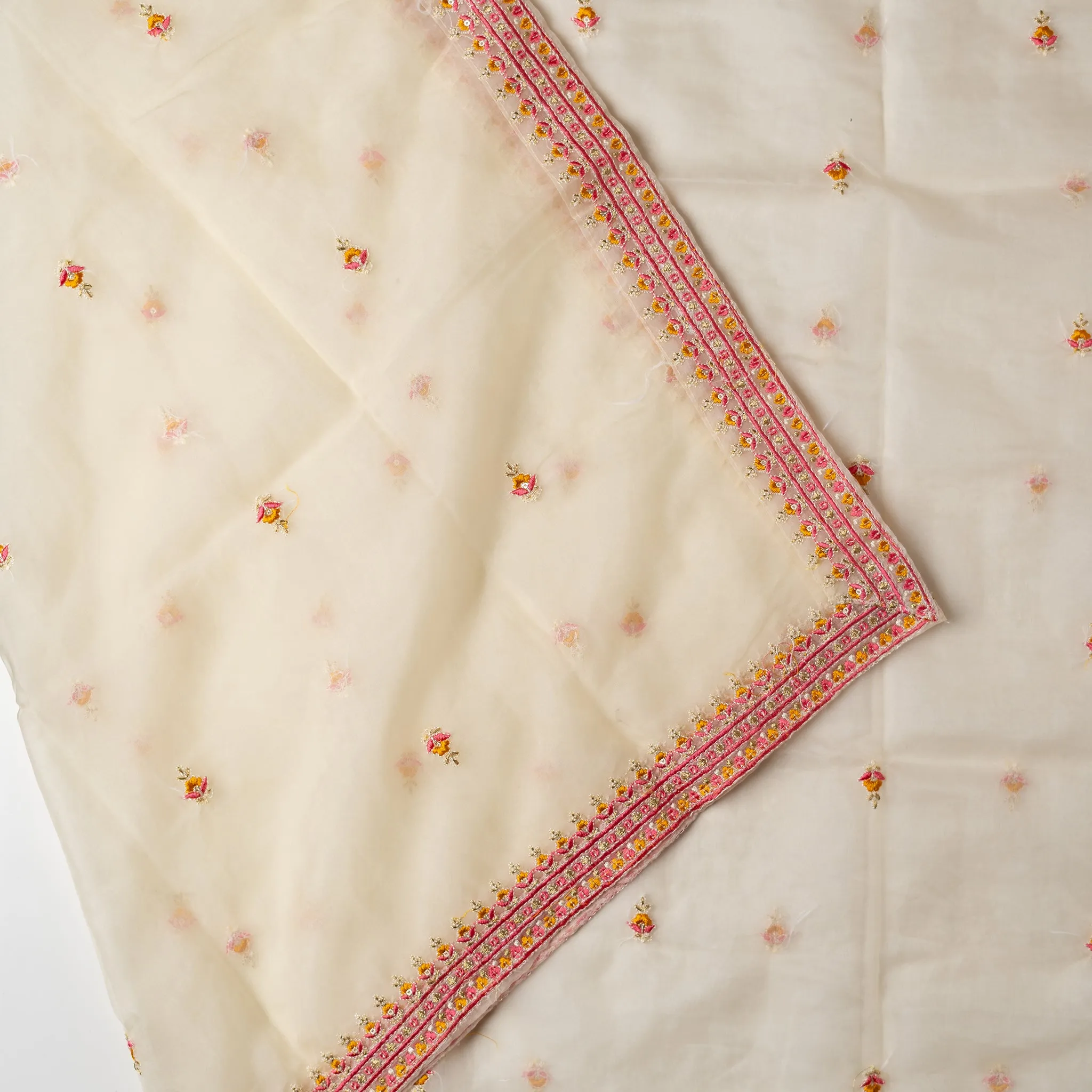 Party Wear Unstitched Salwar Suit Material (Cream)