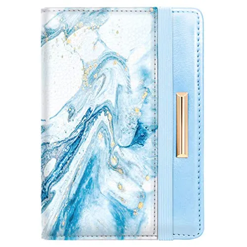 Passport Holder Cover,Traveling Passport Case Cute Passport Wallet for Women,Blue Marble