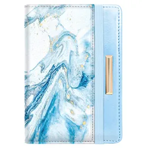 Passport Holder Cover,Traveling Passport Case Cute Passport Wallet for Women,Blue Marble