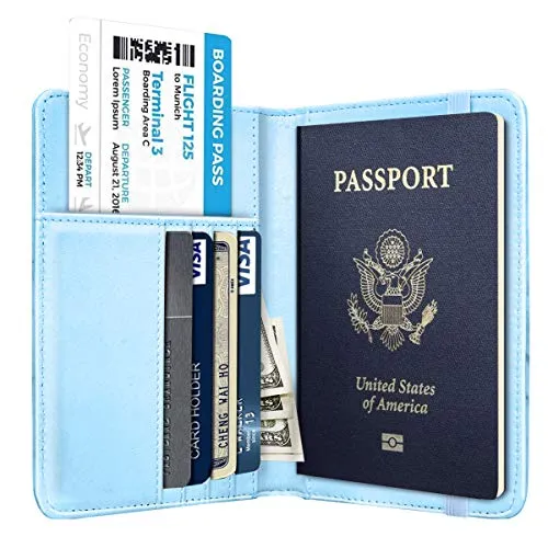 Passport Holder Cover,Traveling Passport Case Cute Passport Wallet for Women,Blue Marble