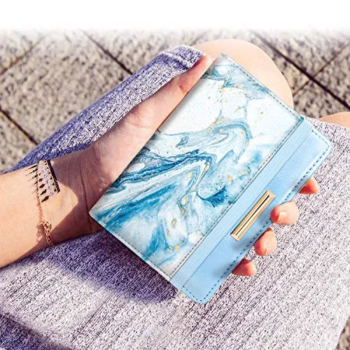 Passport Holder Cover,Traveling Passport Case Cute Passport Wallet for Women,Blue Marble