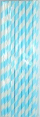 Pastel Blue Stripes Paper Straws 20pk