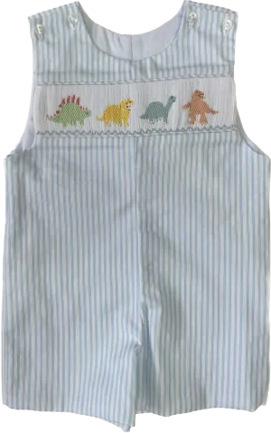 Pastel Dino Smocked Shortall