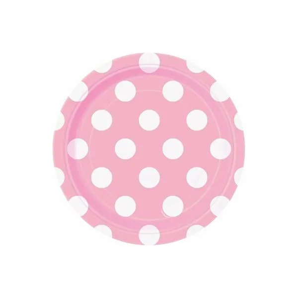 Pastel Pink Dots Plates 18cm 8pk
