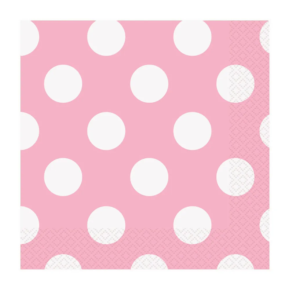 Pastel Pink Dotty Lunch Napkins 33cm 16pk