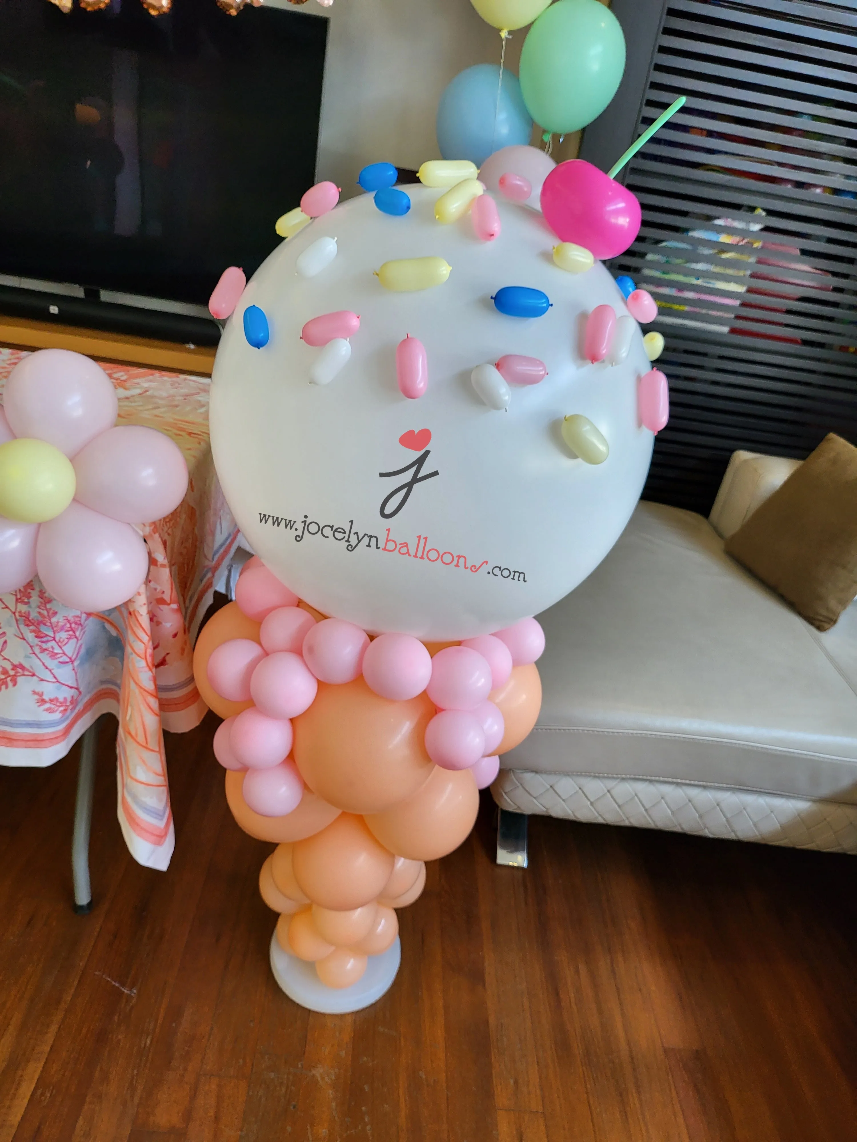 Pastel Rainbow Organic Garland   Ice Cream Display   Foil Happy Birthday Balloons