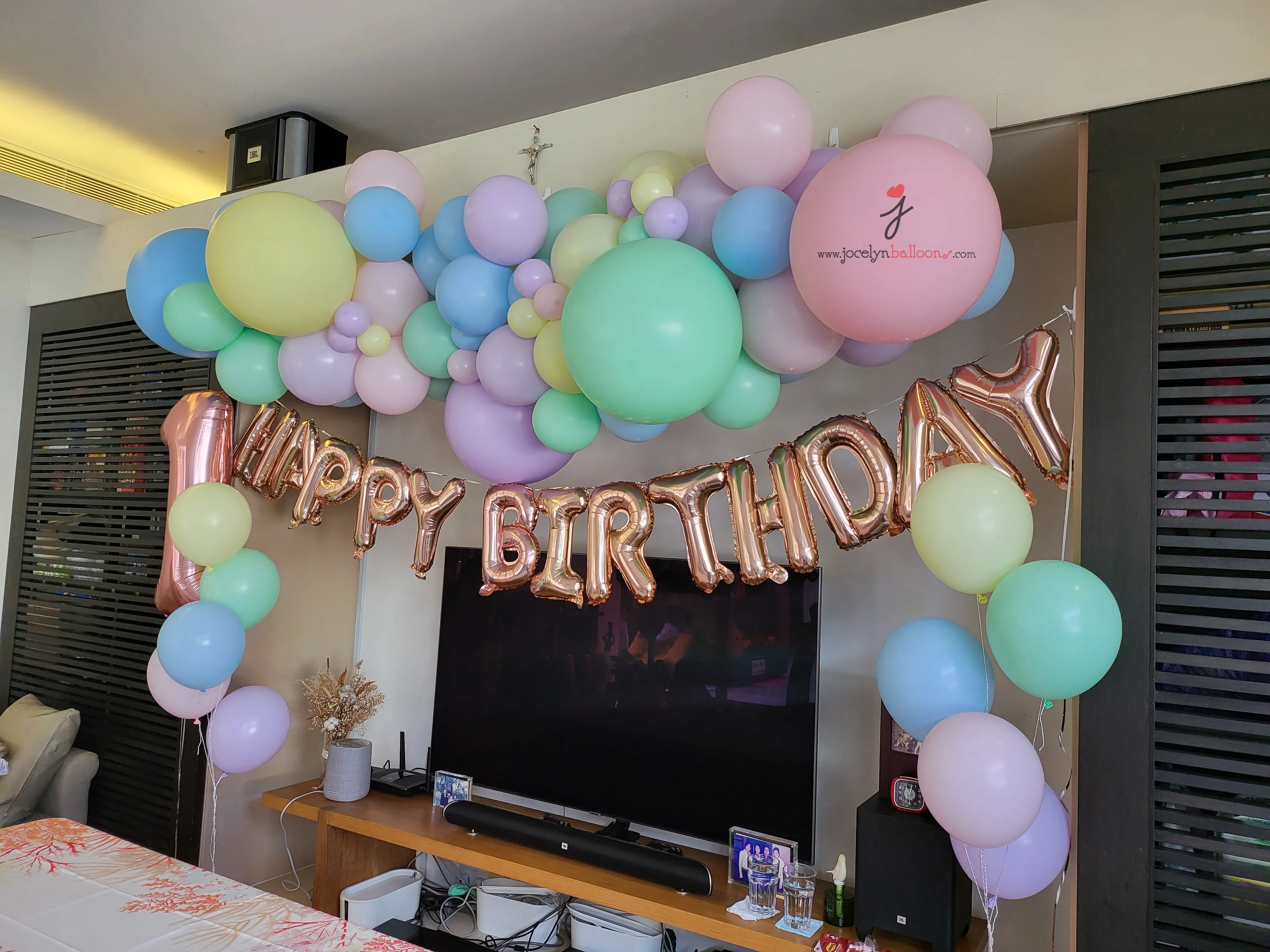 Pastel Rainbow Organic Garland   Ice Cream Display   Foil Happy Birthday Balloons