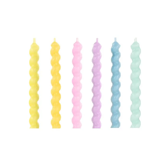 Pastel Spiral Candles - 6 Pkt