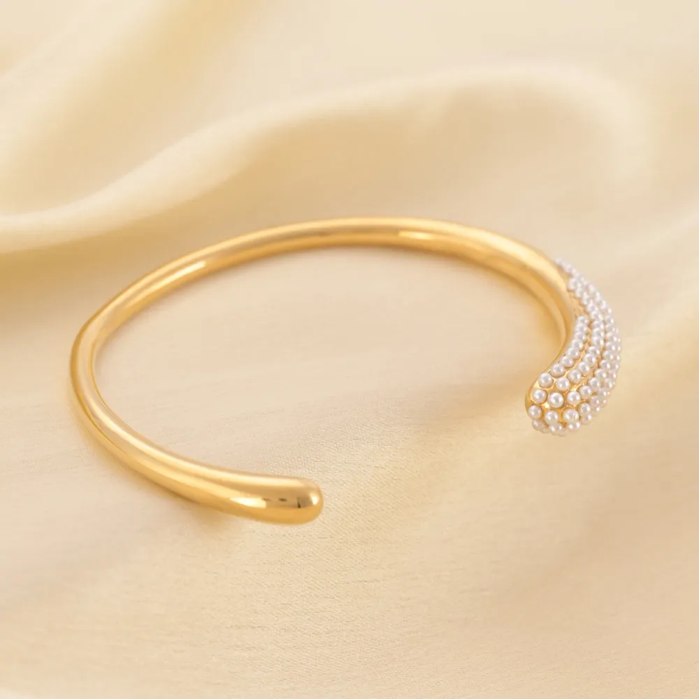 Pearl Cascade Cuff Bracelet