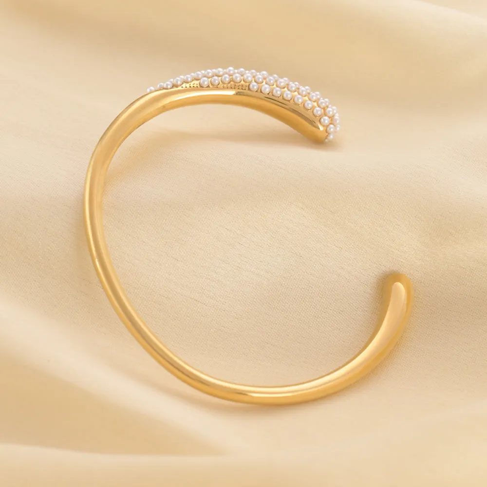 Pearl Cascade Cuff Bracelet