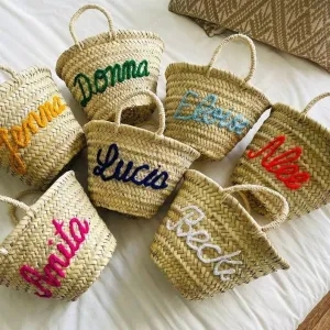 Personalized Embroidered Name Bags Straw Basket Bridal Shower Bags Customized Straw Bags Custom Beach Bag Straw Tote