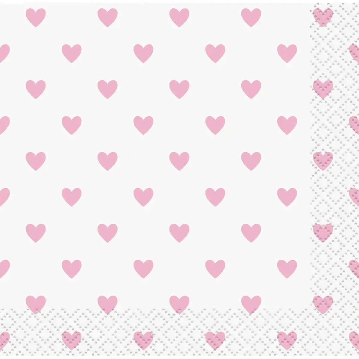 Pink Heart Napkins - Beverage 16 Pkt