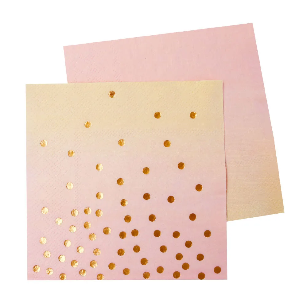 Pink   Peach Cocktail Napkins - Pack of 20