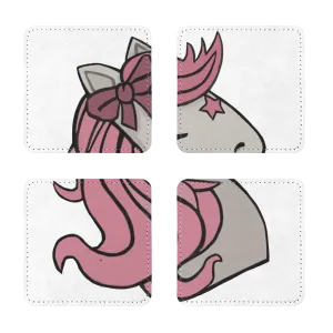 Pink Unicorn Sublimation Coasters Pack of Four